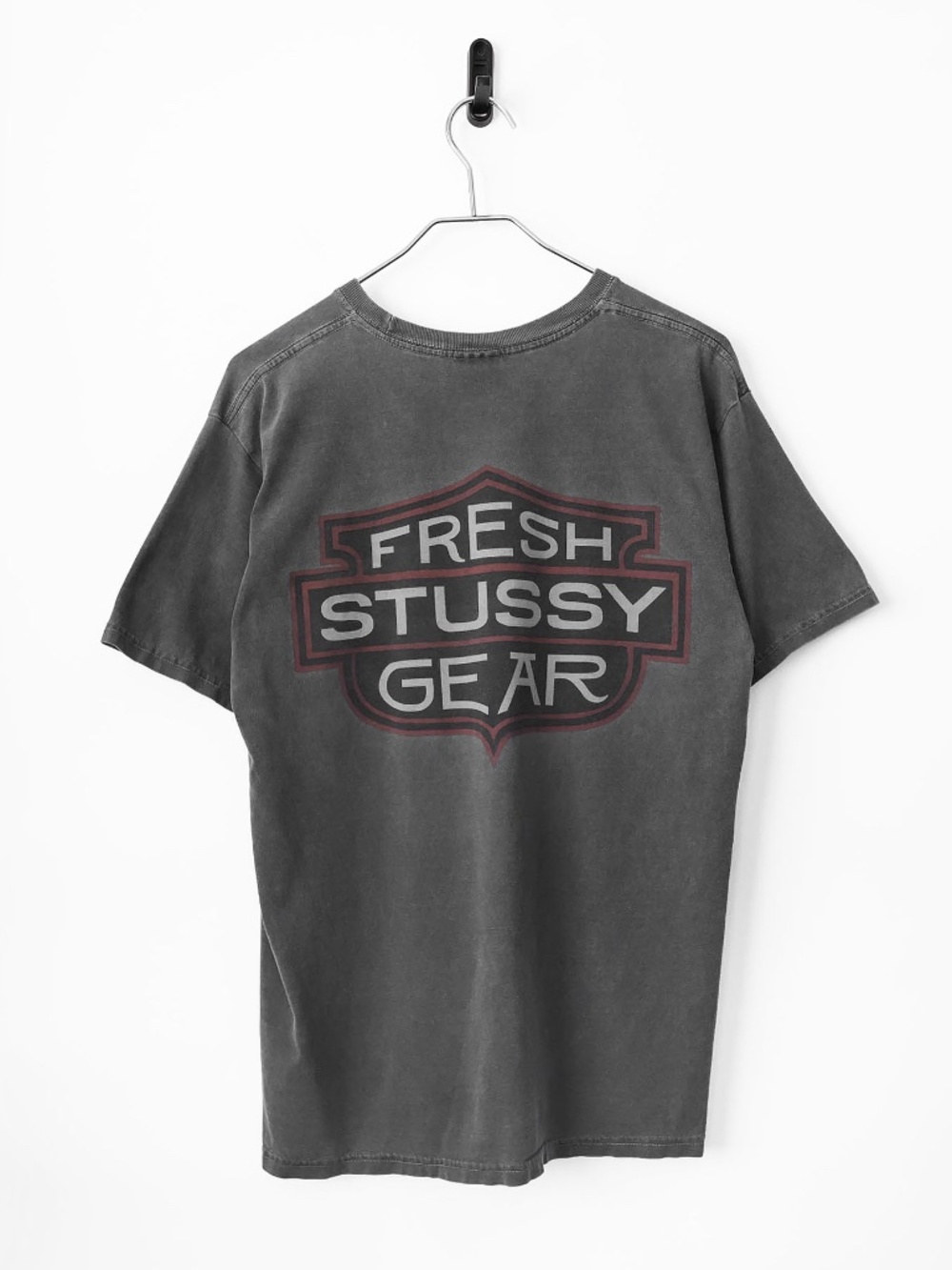 Rare Vintage Stussy Fresh Gear Harley Logo Sun Faded Pocket T-Shirt